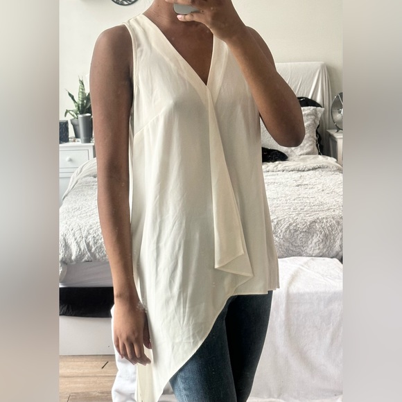 RACHEL Rachel Roy Tops - RACHEL Rachel Roy Cream Asymmetrical V-Neck Blouse